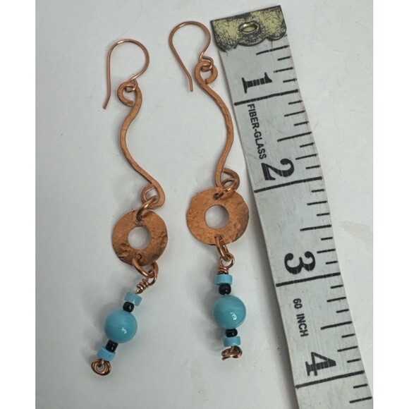 Copper Wire Necklace Earrings Set With Turquoise Gemstones Hand Crafted Boho - Picture 15 of 15